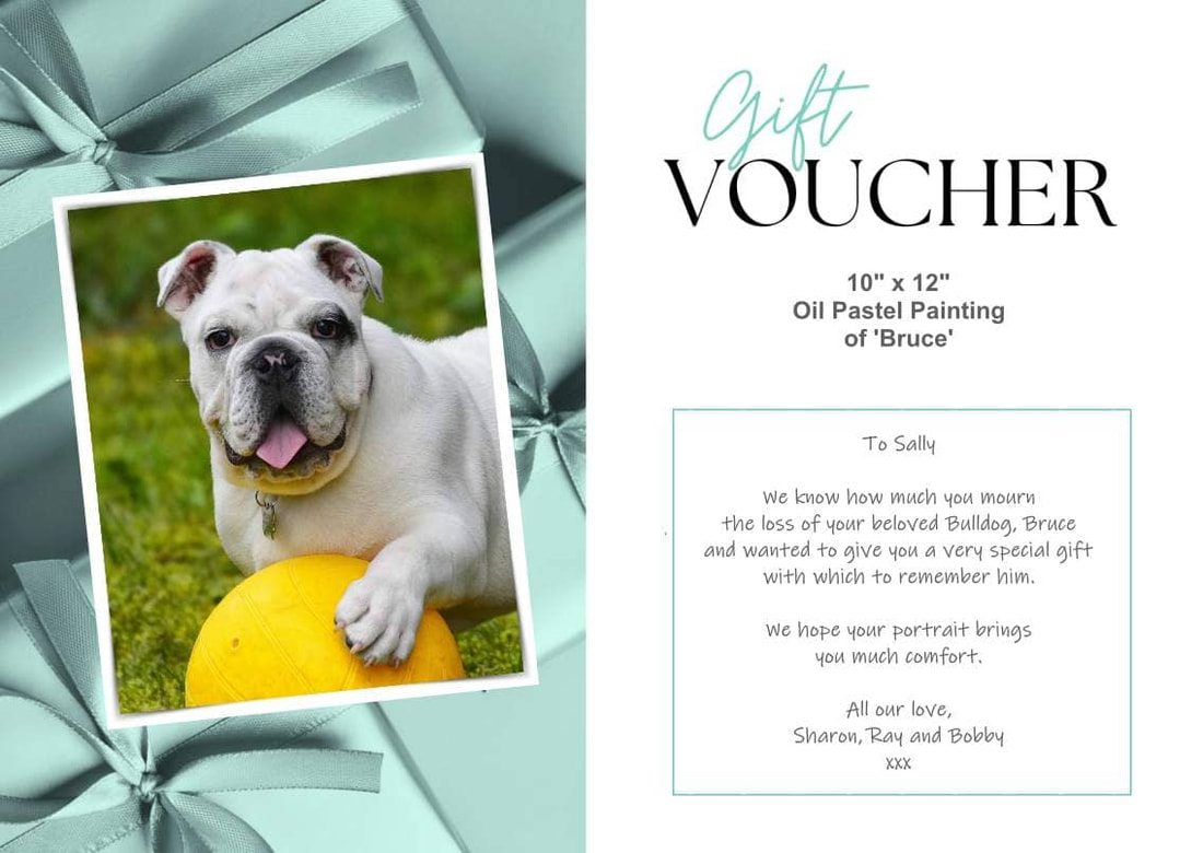 Gift Voucher for a pet portrait and artist literature for mediums