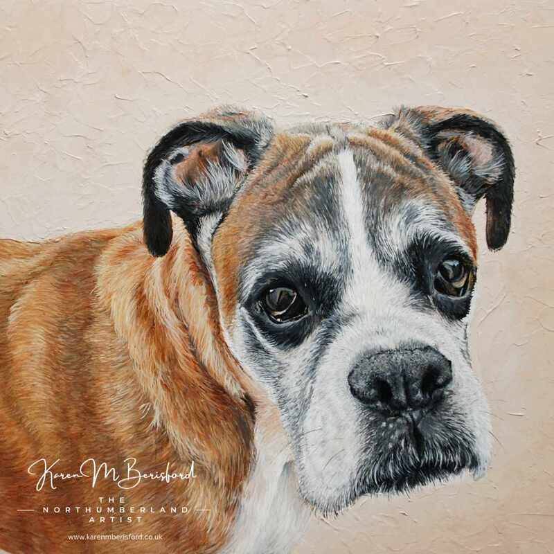 Boxer dog acrylic painting