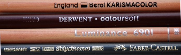 Berol Karisma, derwent coloursoft, Caran Dache Luminance and Faber Castell Polychromos pencil image