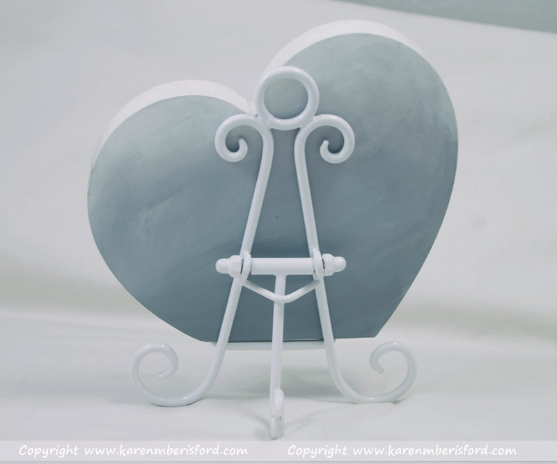 white stand for the traditional hearts acrylic paintings