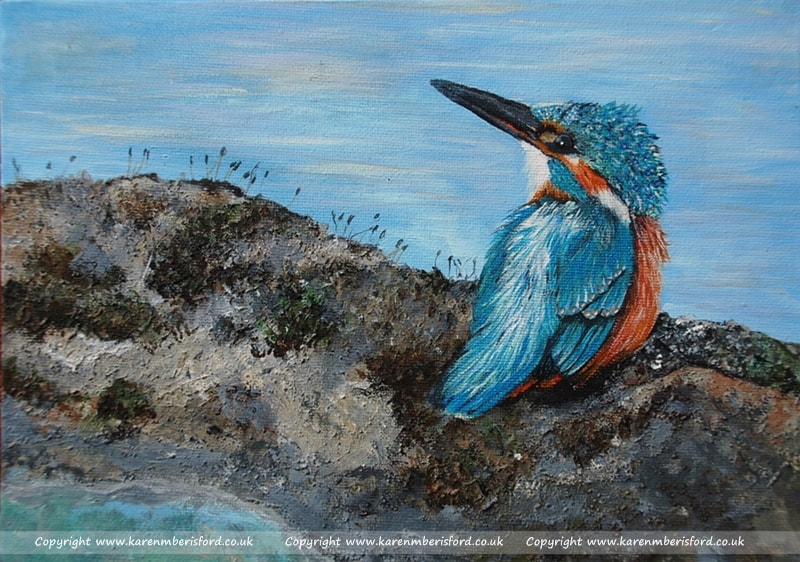 Kingfisher in acrylics on canvas