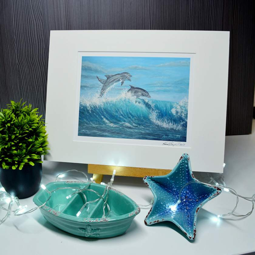 Giclee print of Bottlenosed dolphin acrylic painting