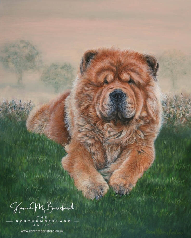 Acrylic painting of a Chow Chow dog