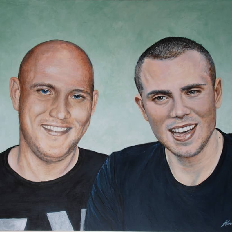 Stuart & James portrait acrylic painting