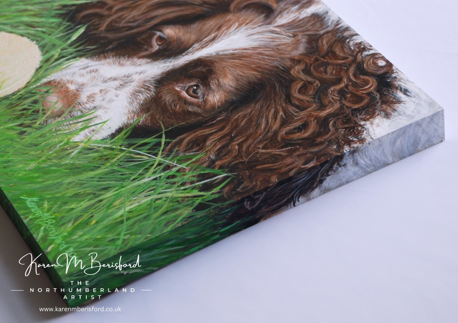 Springer Spaniel acrylic painting on a 22mm Ampersand Gessobord