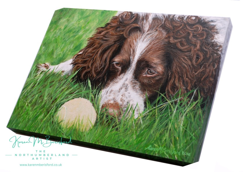 Acrylic painting of a springer spaniel called Willow on a 22mm Ampersand Gessobord panel